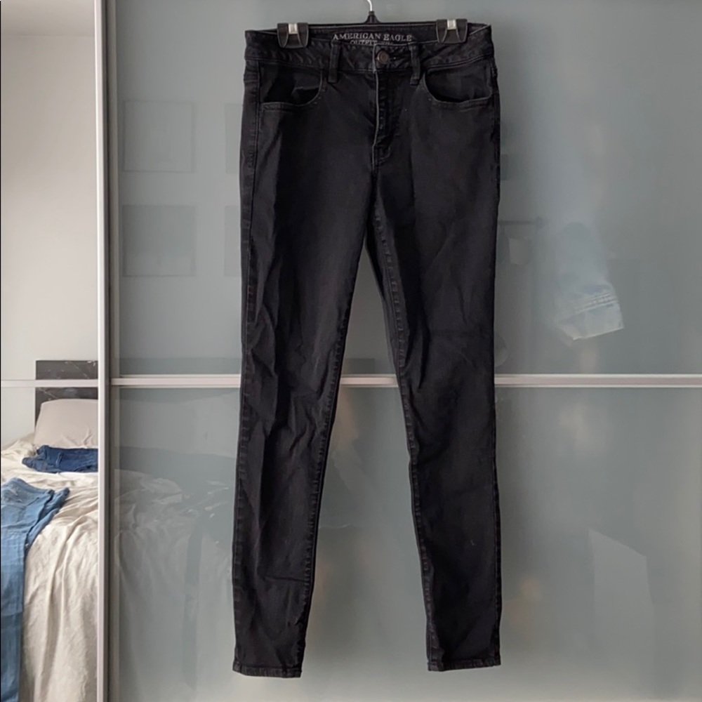 American eagle washed black skinny jeggings